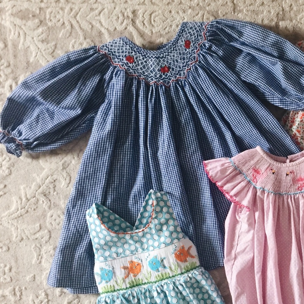 Petit Ami Smocked Gingham Apple Dress